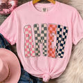 Pink Amen Checkered Print Tshirt